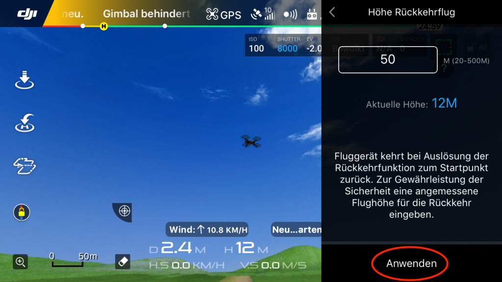 DJI Go 4 Screenshot anwenden